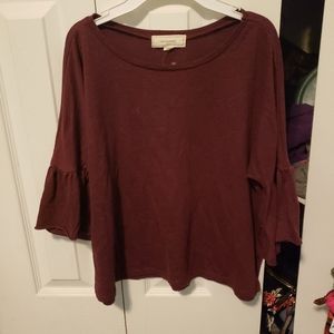 Purple ruffled sleeve shirt